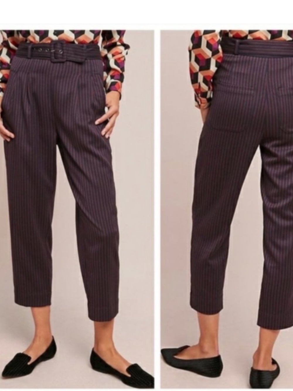 Anthropologie Cartonnier Linework High Rise Pleated Trousers Size 4